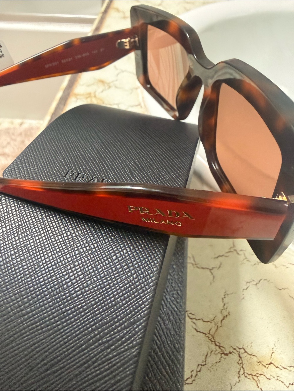 Prada Tortoiseshell Acetate Sunglasses with Amber Lenses